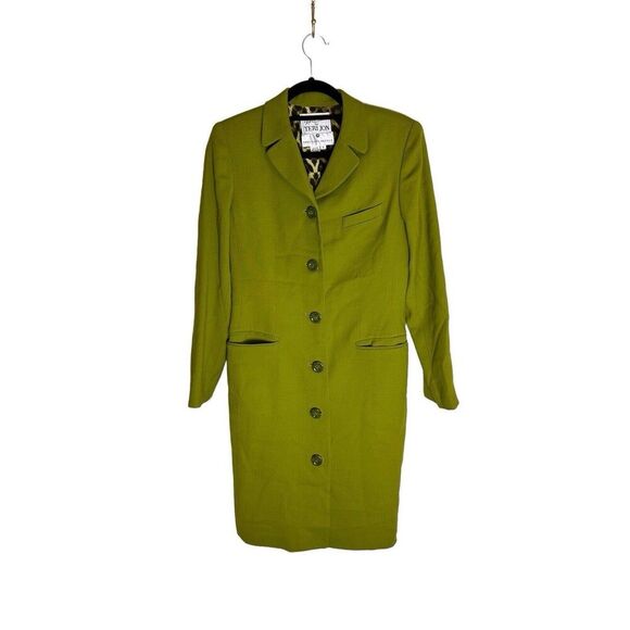 Ricky Freeman For Teri John Sacks Fifth Avenue Wool Peacoat In Green Size 6 - Picture 1 of 4